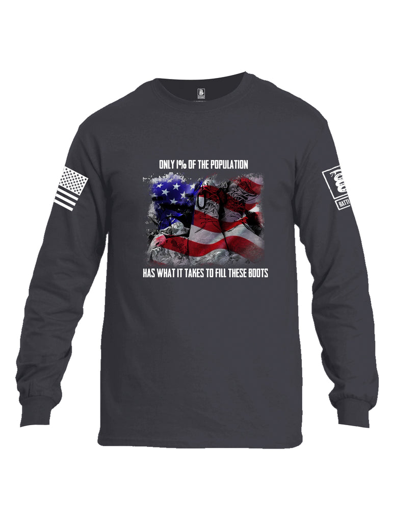 Battleraddle Only 1% Of The Population Has What It Takes To Fill These Boots If You Serve Our Nation Thank You {sleeve_color} Sleeves Men Cotton Crew Neck Long Sleeve T Shirt