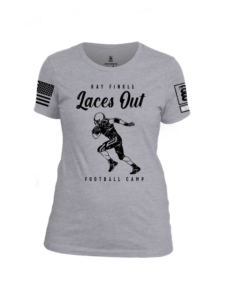 Battleraddle Ray Finkle Laces Out Football Camp Black Sleeves Women Cotton Crew Neck T-Shirt