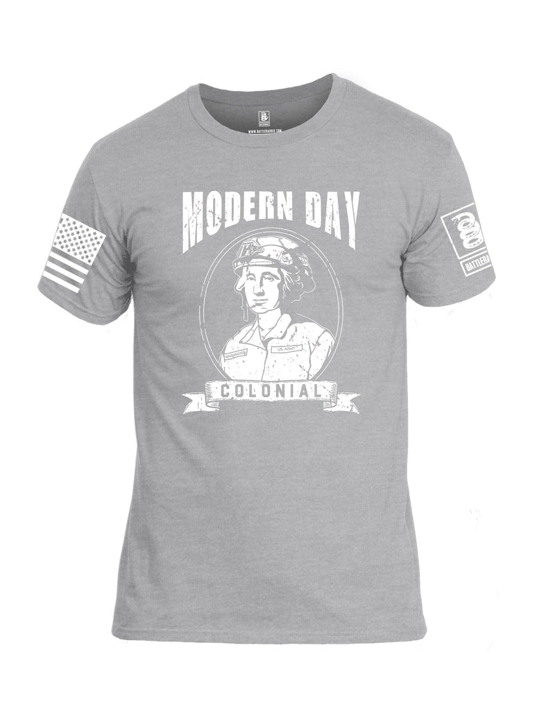 Battleraddle Modern Day Colonial White Sleeves Men Cotton Crew Neck T-Shirt