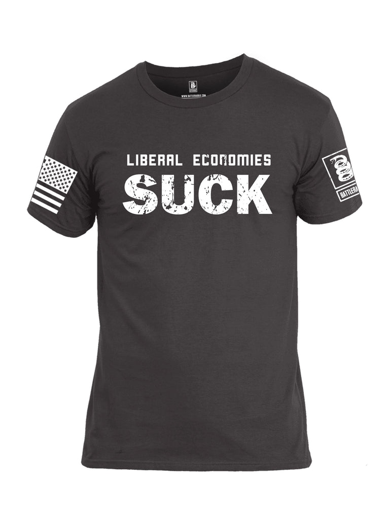 Battleraddle Liberal Economies Suck White Sleeves Men Cotton Crew Neck T-Shirt