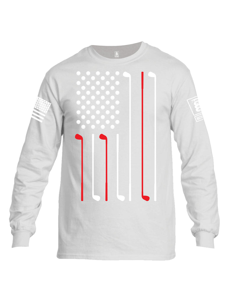 Battleraddle Golf Flag White {sleeve_color} Sleeves Men Cotton Crew Neck Long Sleeve T Shirt
