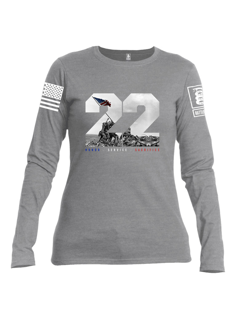 Battleraddle 22 Honor Service Sacrifice {sleeve_color} Sleeves Women Cotton Crew Neck Long Sleeve T Shirt