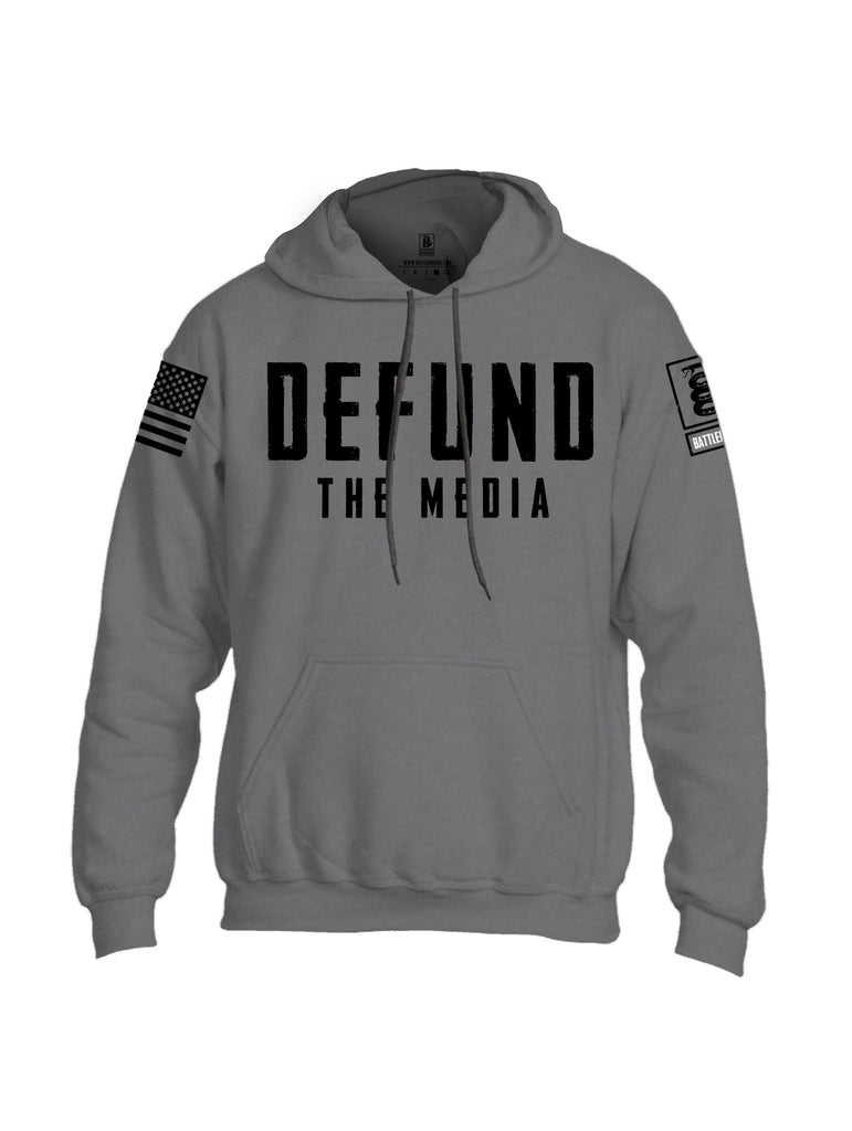 Battleraddle Defund The Media Black Sleeves Uni Cotton Blended Hoodie With Pockets