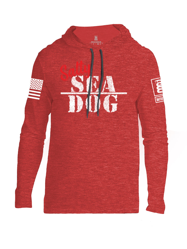 Battleraddle Salty Sea Dog White Sleeve Print Mens Thin Cotton Lightweight Hoodie