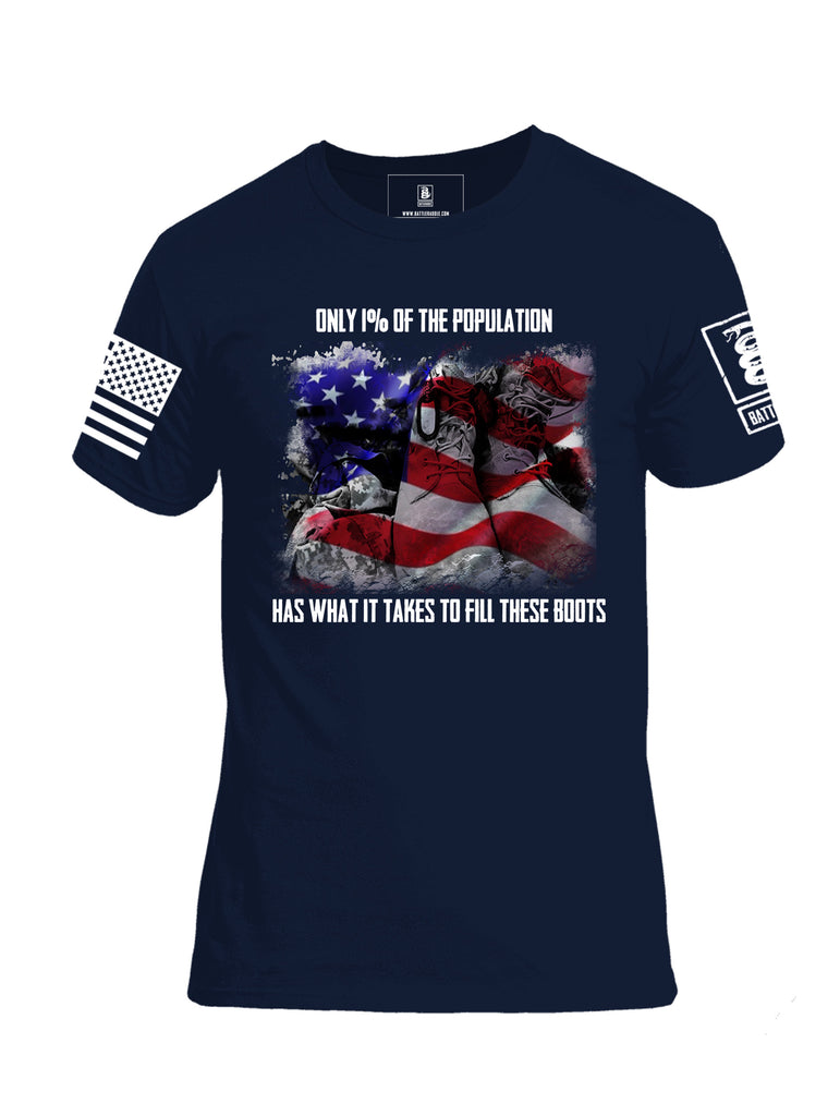 Battleraddle Only 1% Of The Population Has What It Takes To Fill These Boots If You Serve Our Nation Thank You White Sleeve Print Mens Cotton Crew Neck T Shirt
