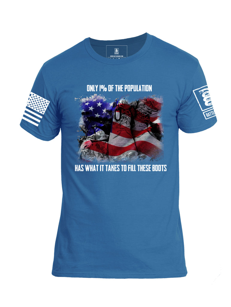 Battleraddle Only 1% Of The Population Has What It Takes To Fill These Boots If You Serve Our Nation Thank You White Sleeve Print Mens Cotton Crew Neck T Shirt
