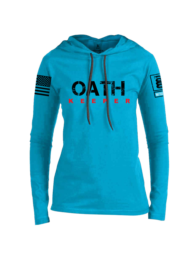 Battleraddle Oath Keeper Black {sleeve_color} Sleeves Women Cotton Thin Cotton Lightweight Hoodie