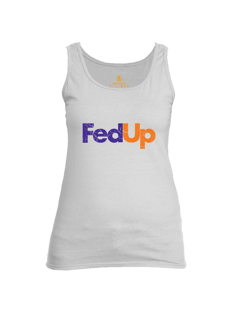 Battleraddle Fed Up Orange {sleeve_color} Sleeves Women Cotton Cotton Tank Top