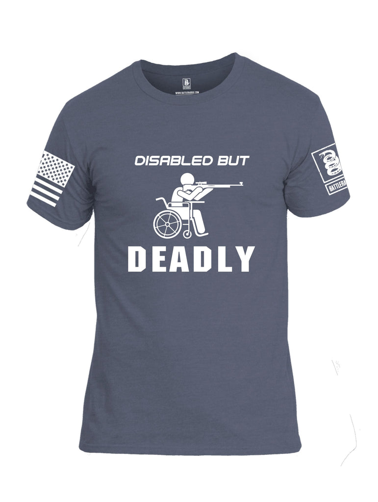 Battleraddle Disabled But Deadly White Sleeves Men Cotton Crew Neck T-Shirt