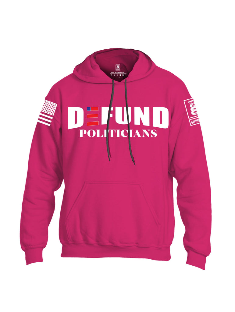 Battleraddle Defund Politicians White Sleeves Uni Cotton Blended Hoodie With Pockets
