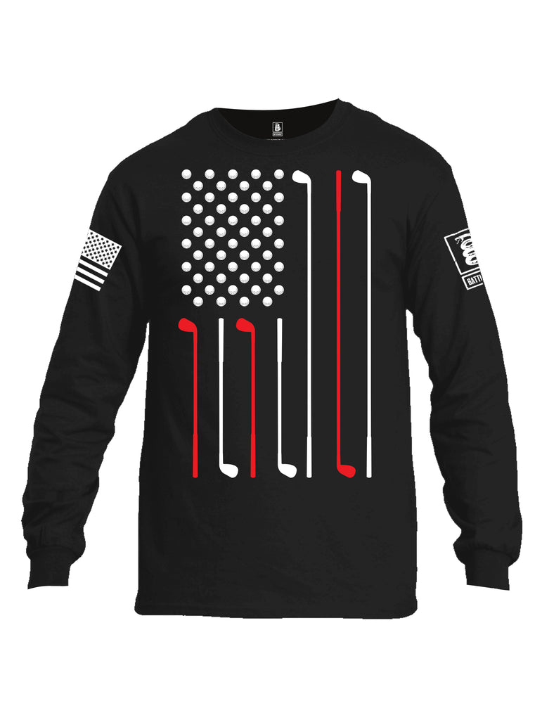 Battleraddle Golf Flag White {sleeve_color} Sleeves Men Cotton Crew Neck Long Sleeve T Shirt