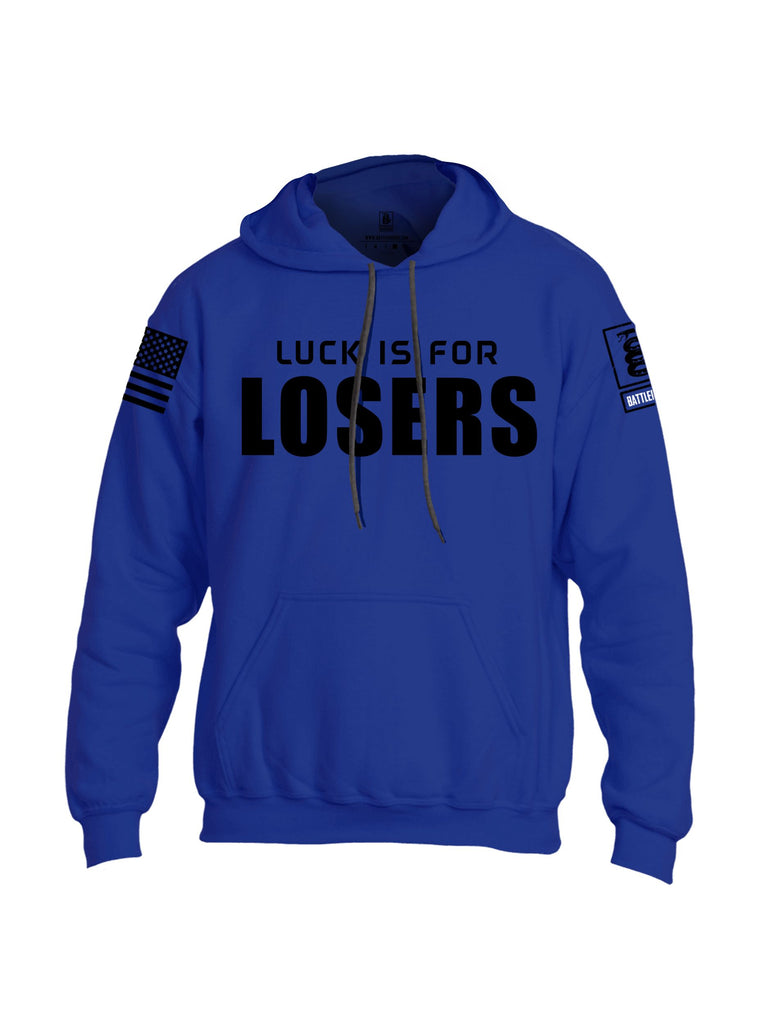 Battleraddle Luck Is For Losers Black Sleeves Uni Cotton Blended Hoodie With Pockets