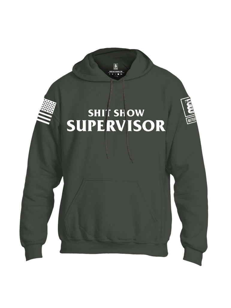 Battleraddle Shit Show Supervisor White Sleeves Uni Cotton Blended Hoodie With Pockets