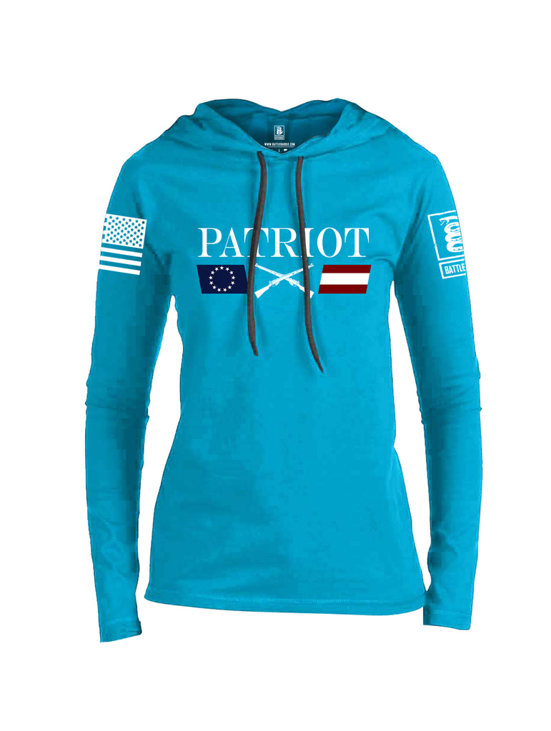 Battleraddle Patriot Rifle Flag White {sleeve_color} Sleeves Women Cotton Thin Cotton Lightweight Hoodie