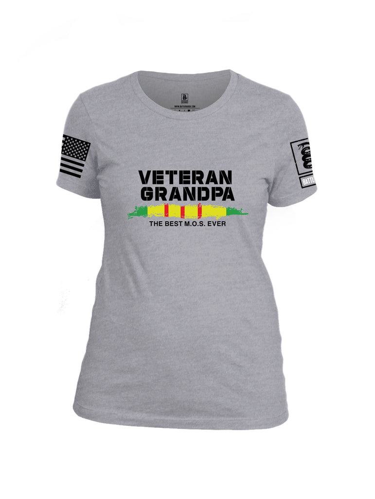 Battleraddle Veteran Grandpa Black Sleeves Women Cotton Crew Neck T-Shirt