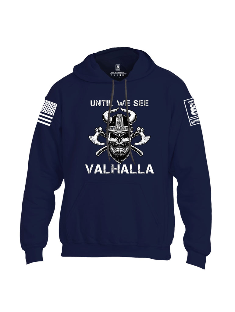 Battleraddle Until We See Valhalla White Sleeves Uni Cotton Blended Hoodie With Pockets