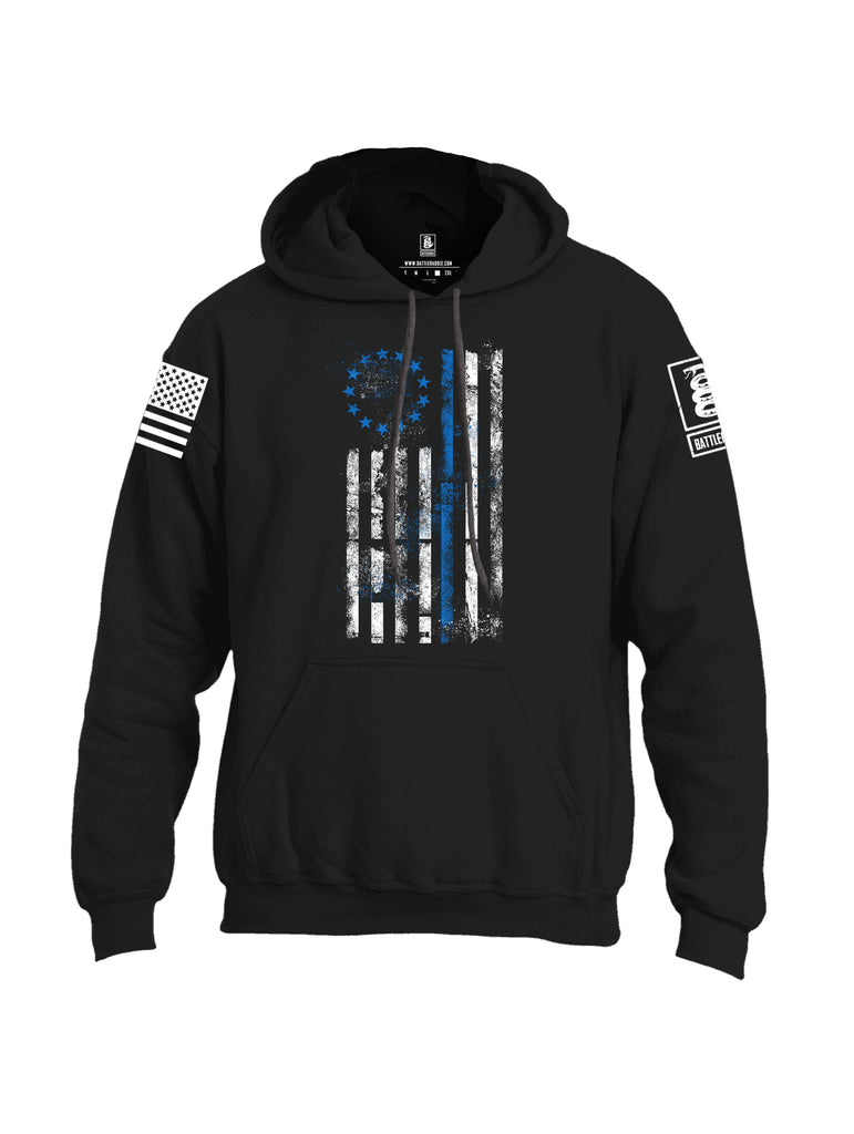 Battleraddle 13 Colonies Thin Blue Line Vertical Flag Uni Cotton Blended Hoodie With Pockets