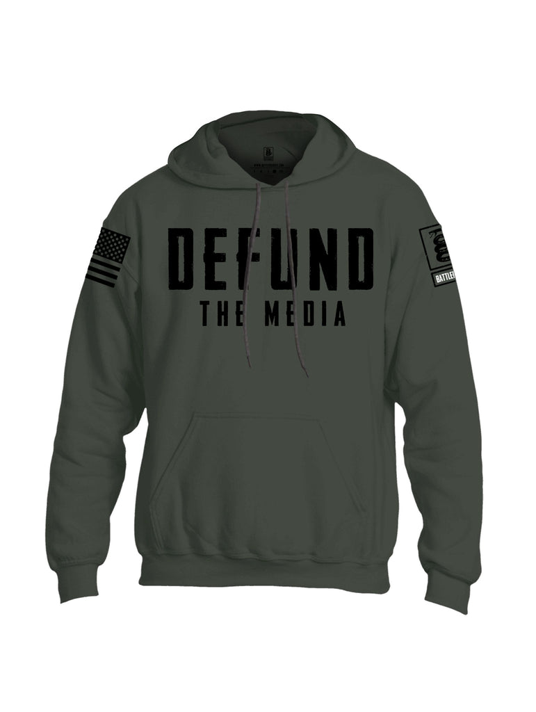 Battleraddle Defund The Media Black Sleeves Uni Cotton Blended Hoodie With Pockets