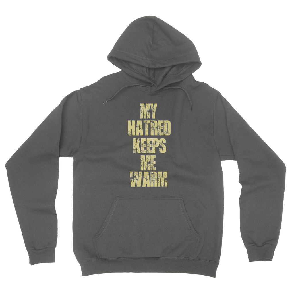 Battleraddle My Hatred Keeps Me Warm Mens Cotton Lightweight Pullover Hoodie With Pockets