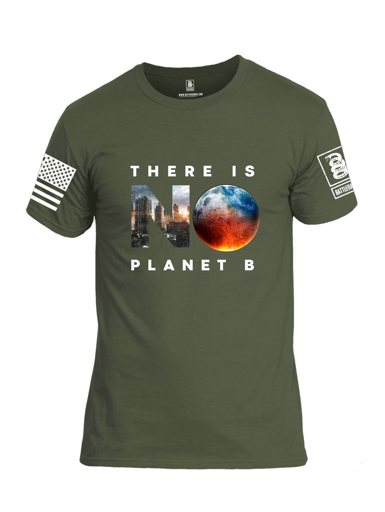 Battleraddle There Is No Planet B White Sleeves Men Cotton Crew Neck T-Shirt