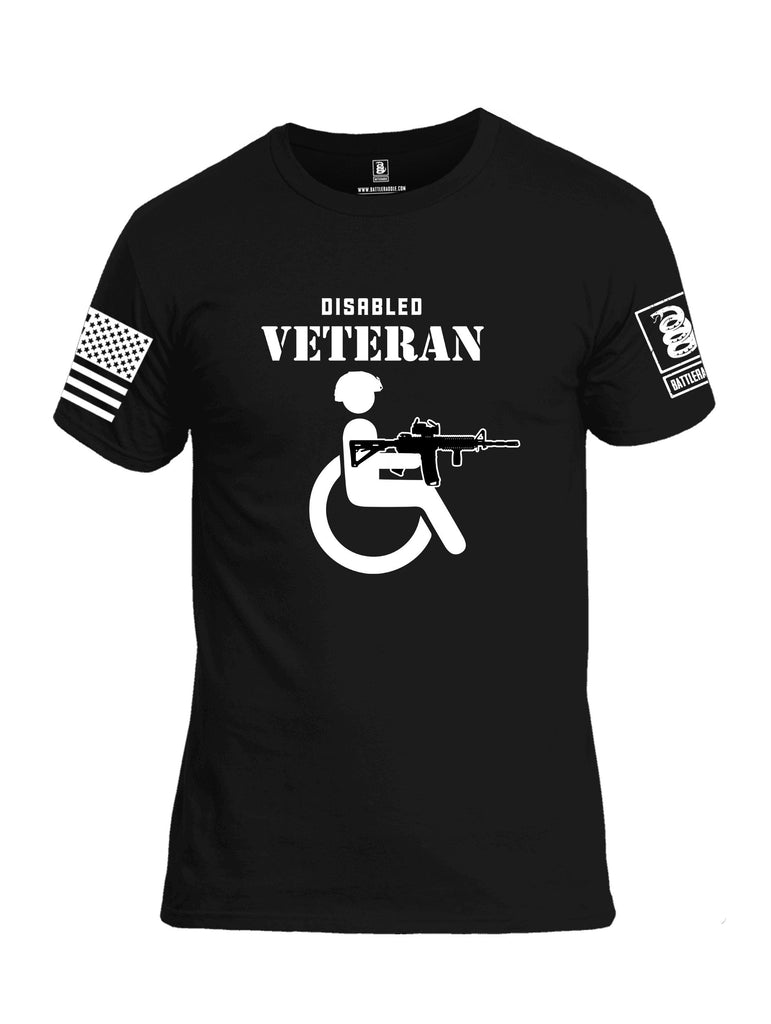 Battleraddle Disabled Veteran White Sleeves Men Cotton Crew Neck T-Shirt