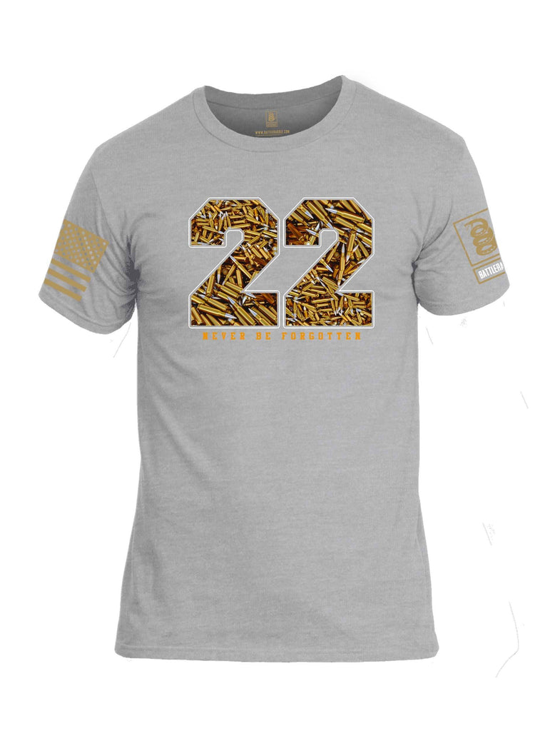 Battleraddle 22 Never Be Forgotten Brass Sleeve Print Mens Cotton Crew Neck T Shirt shirt|custom|veterans|Apparel-Mens T Shirt-cotton