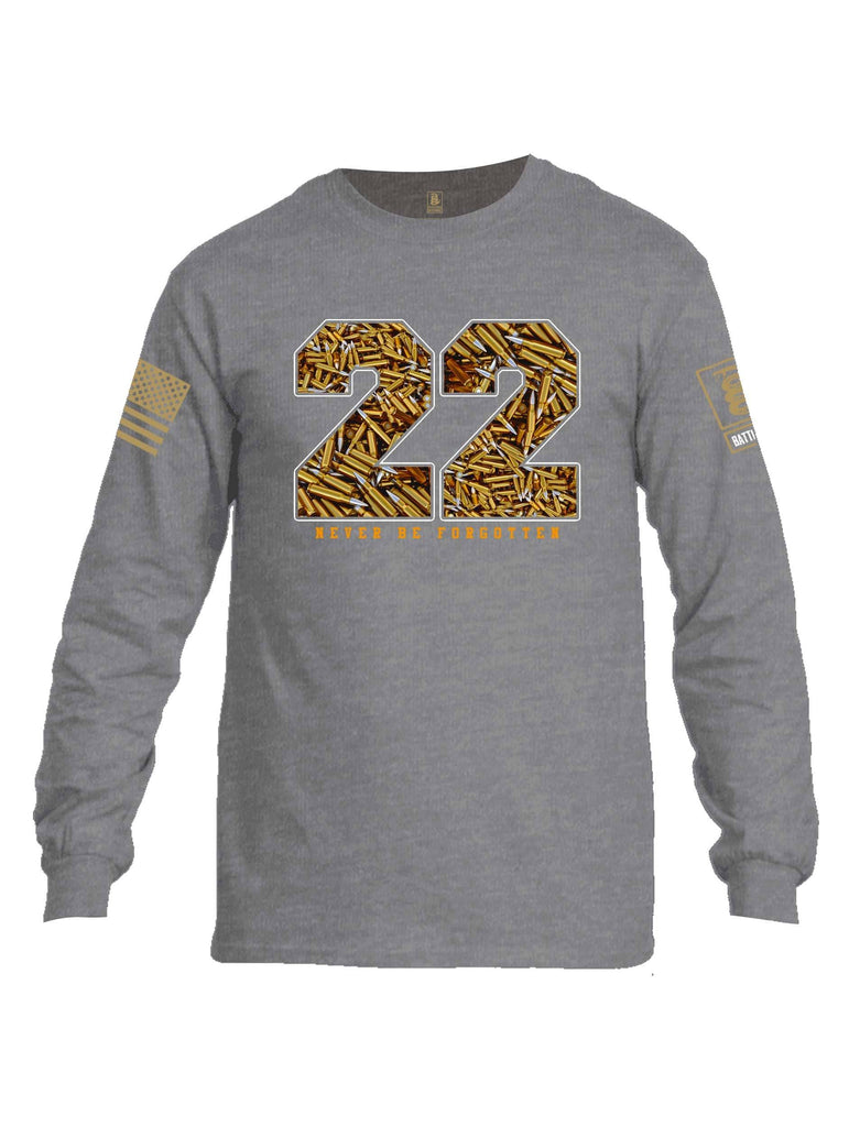Battleraddle 22 Never Be Forgotten Brass Sleeve Print Mens Cotton Long Sleeve Crew Neck T Shirt shirt|custom|veterans|Men-Long Sleeves Crewneck Shirt