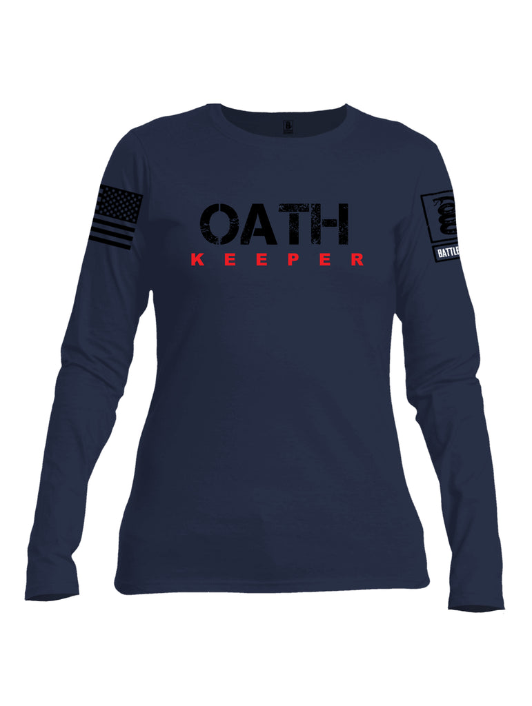 Battleraddle Oath Keeper Black {sleeve_color} Sleeves Women Cotton Crew Neck Long Sleeve T Shirt