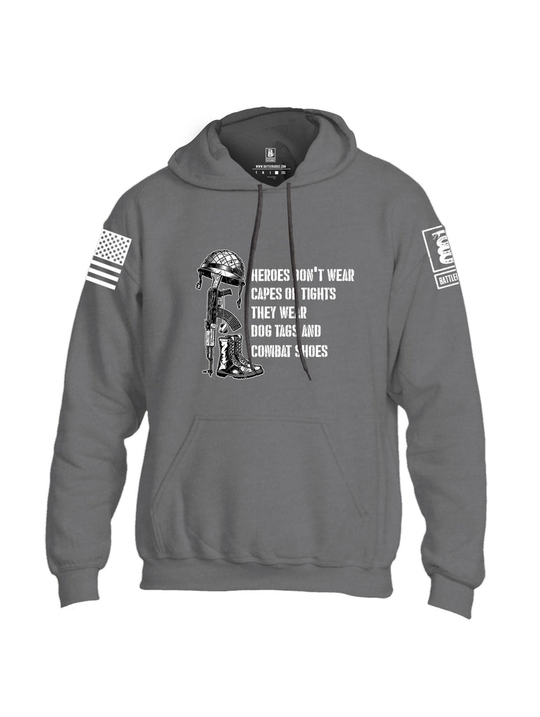 Battleraddle Dog Tags Combat Boots Heroes White Sleeves Uni Cotton Blended Hoodie With Pockets
