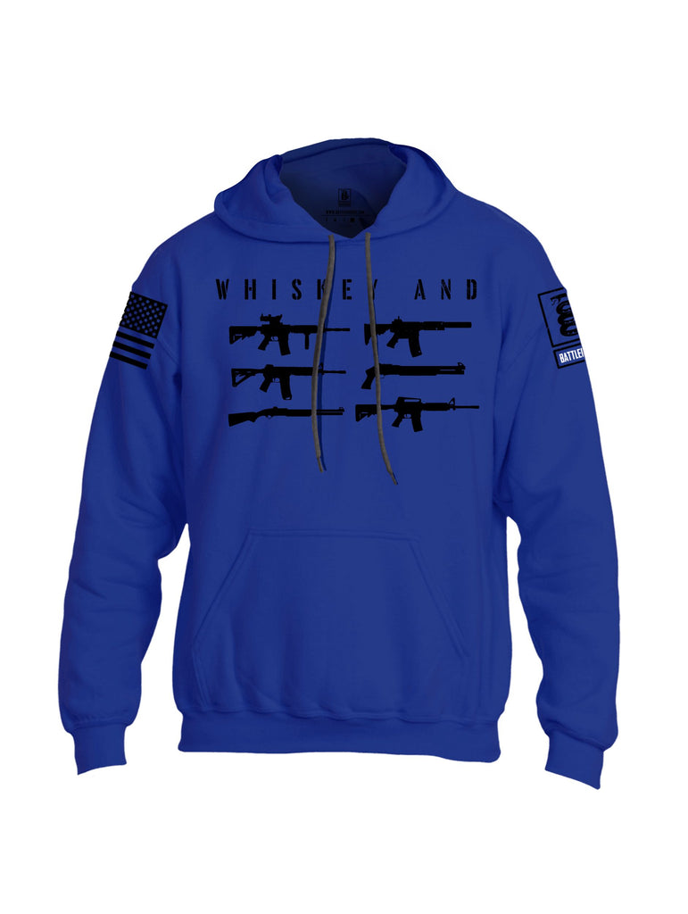 Battleraddle Whiskey And Guns Black Sleeves Uni Cotton Blended Hoodie With Pockets