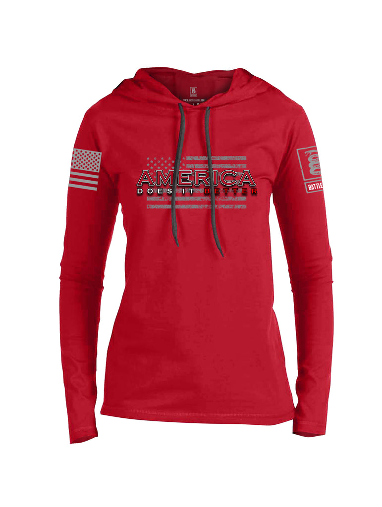 Battleraddle America Does It Better {sleeve_color} Sleeves Women Cotton Thin Cotton Lightweight Hoodie