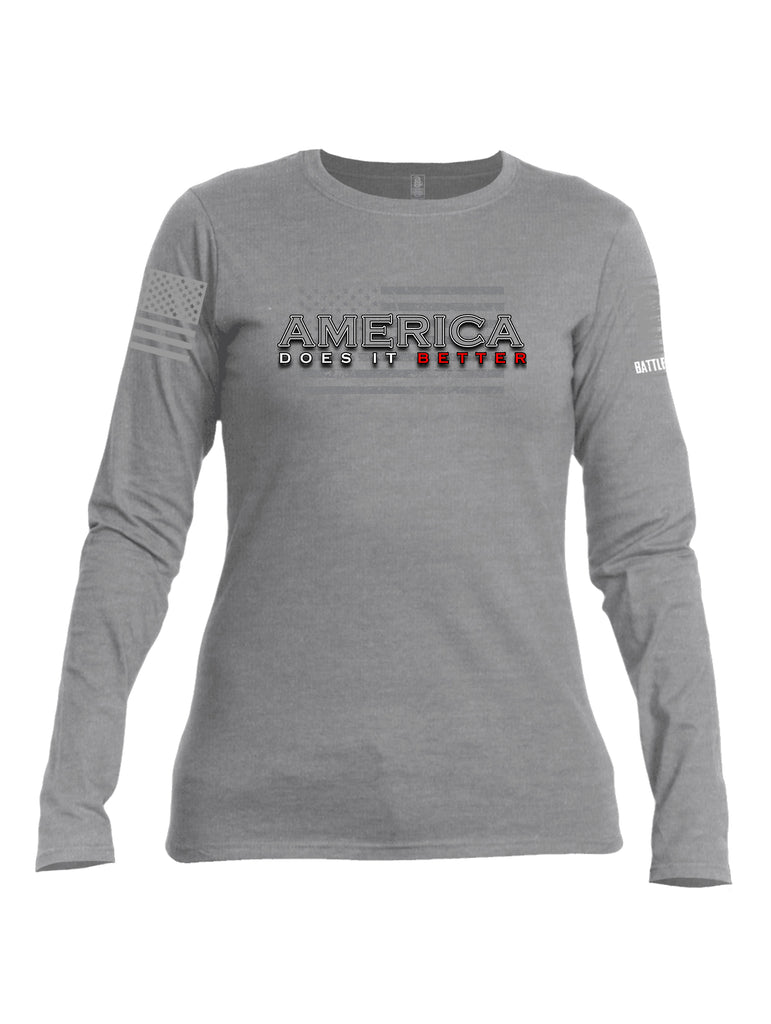 Battleraddle America Does It Better {sleeve_color} Sleeves Women Cotton Crew Neck Long Sleeve T Shirt