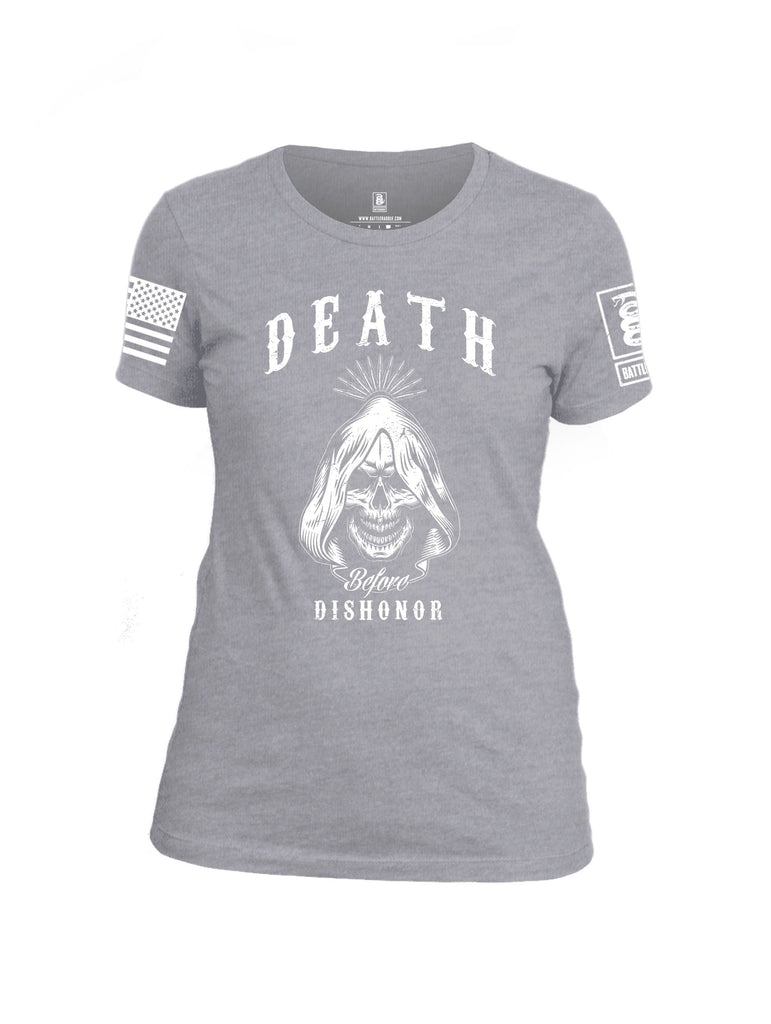 Battleraddle Death Before Dishonor White Sleeves Women Cotton Crew Neck T-Shirt