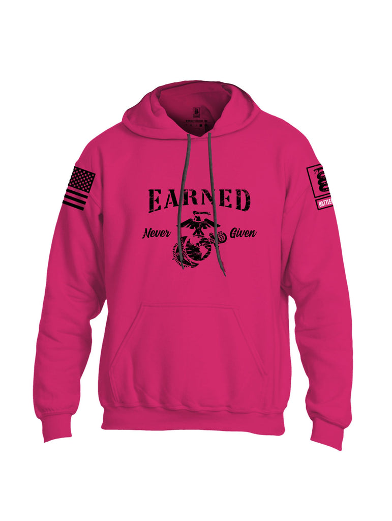 Battleraddle Earned Never Given Black Sleeves Uni Cotton Blended Hoodie With Pockets