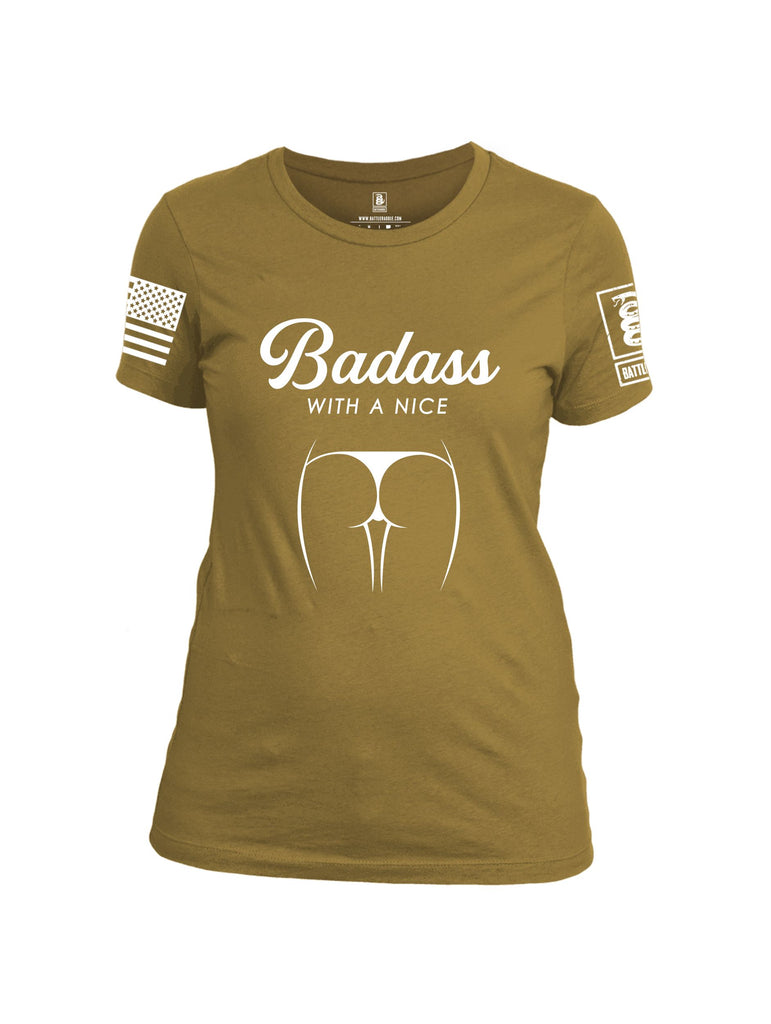 Battleraddle Badass With A Nice Ass White Sleeves Women Cotton Crew Neck T-Shirt