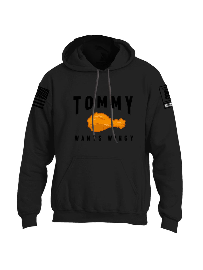 Battleraddle Tommy Wants Wingy Black Sleeves Uni Cotton Blended Hoodie With Pockets