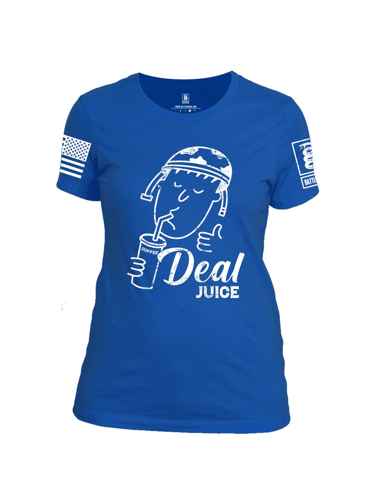 Battleraddle Deal Juice White Sleeves Women Cotton Crew Neck T-Shirt