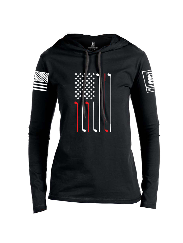 Battleraddle Golf Flag White {sleeve_color} Sleeves Women Cotton Thin Cotton Lightweight Hoodie