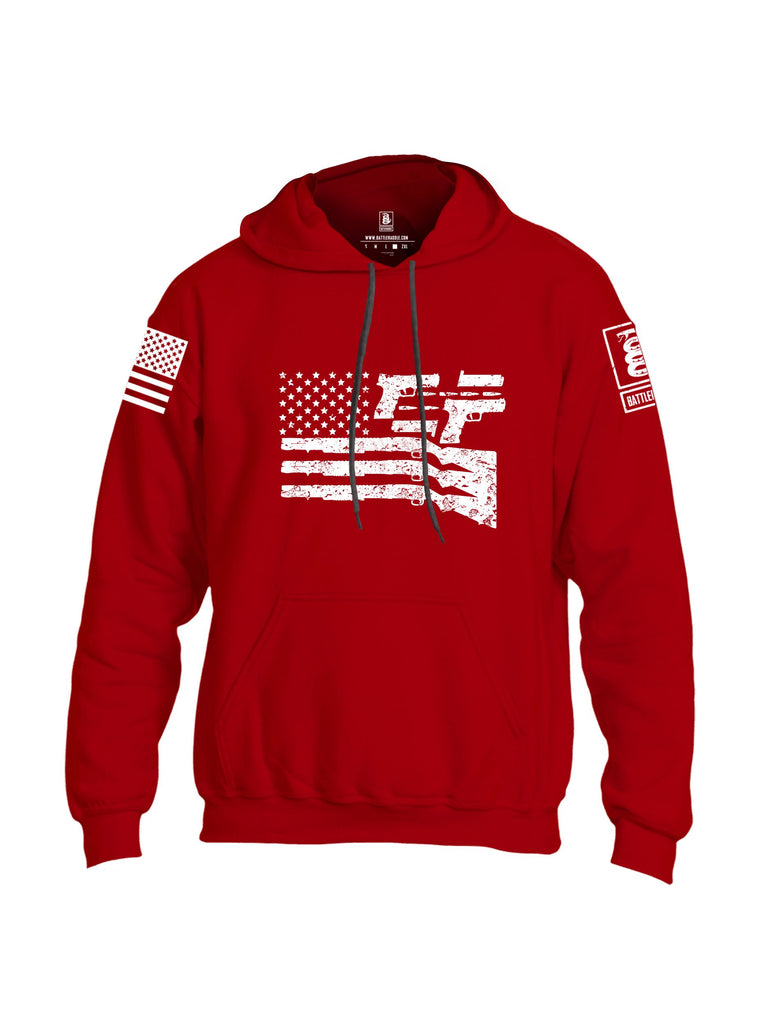 Battleraddle Gun Flag White Sleeves Uni Cotton Blended Hoodie With Pockets