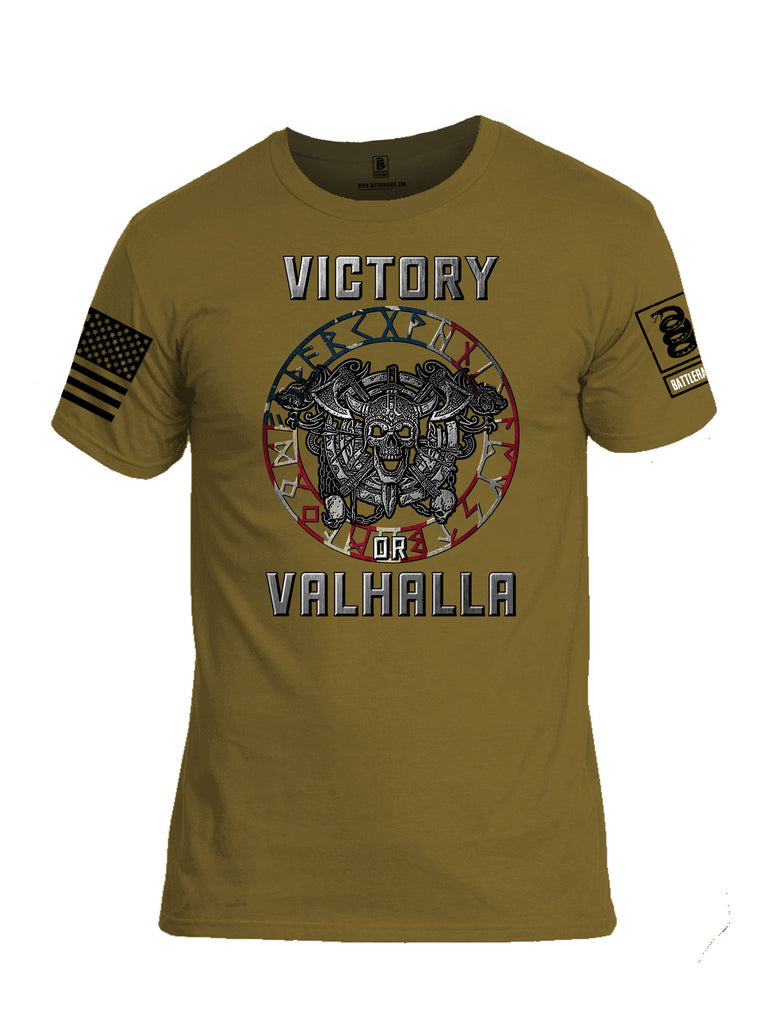 Battleraddle Victory Or Valhalla Black Sleeves Men Cotton Crew Neck T-Shirt