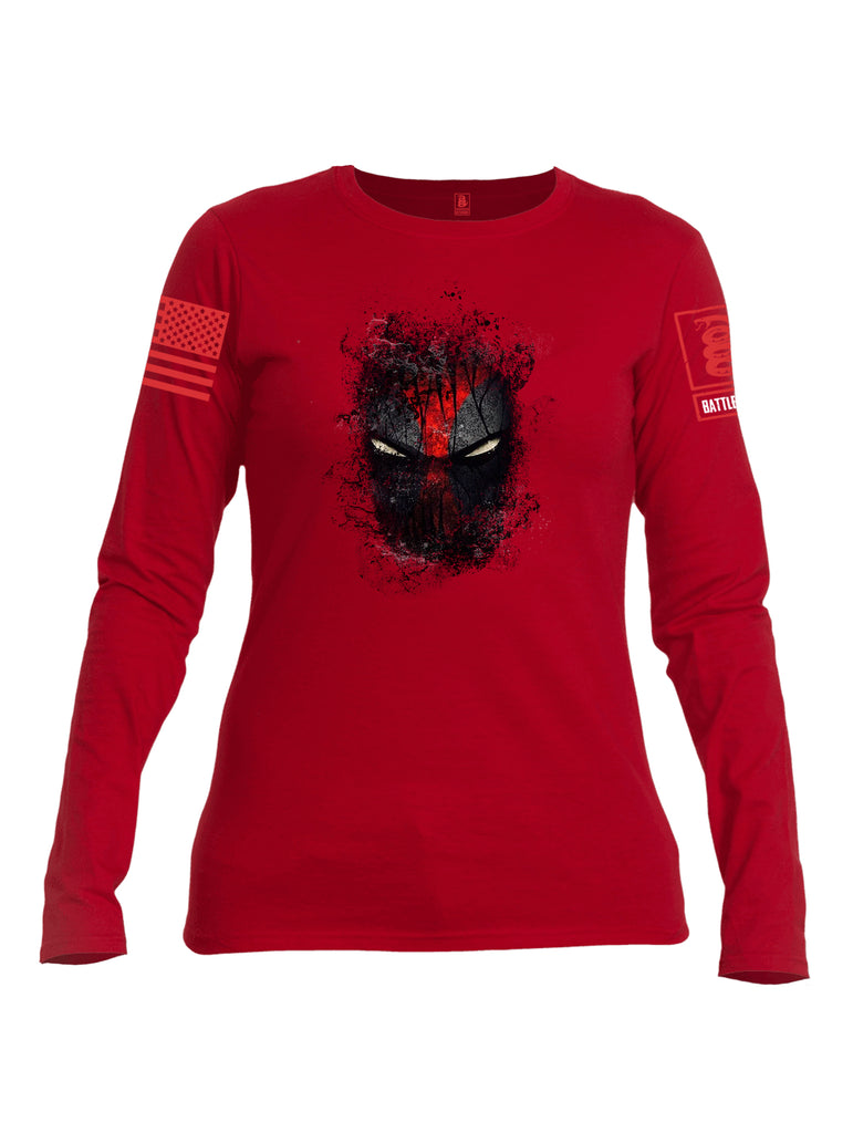 Battleraddle Smoked Avenger Dead Man Snake Eyes Red Sleeve Print Womens Cotton Long Sleeve Crew Neck T Shirt
