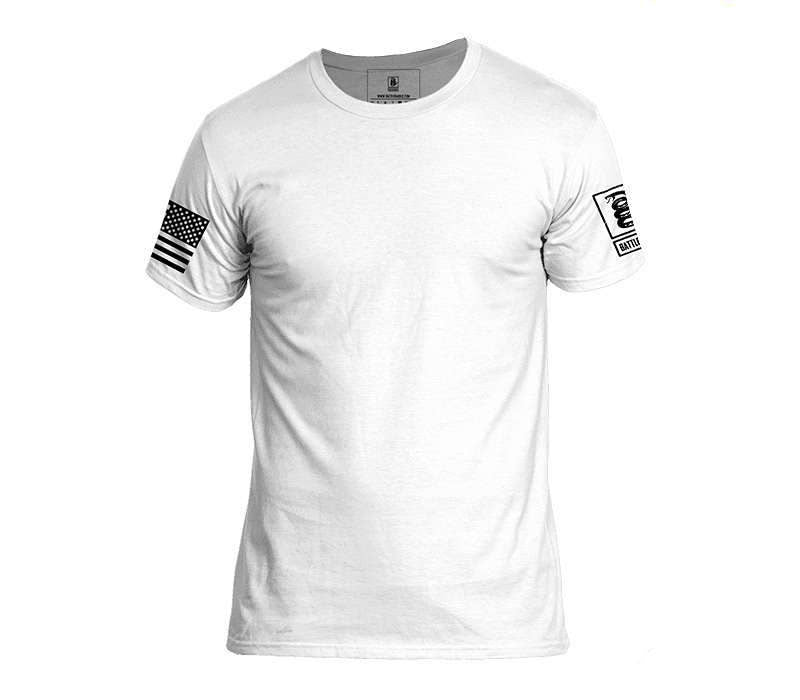 Battleraddle Plain White T Shirt Sleeve Print Mens Crew Neck T Shirt