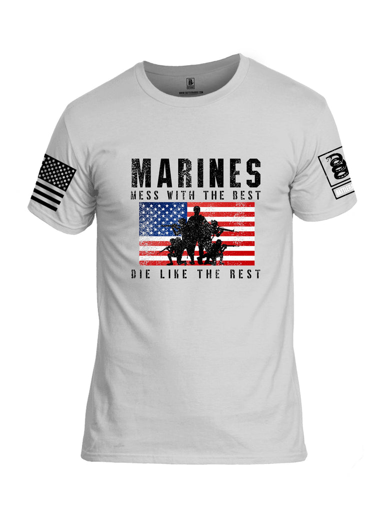 Battleraddle Us Marines Mess With The Best Die Like The Rest Black Sleeves Men Cotton Crew Neck T-Shirt