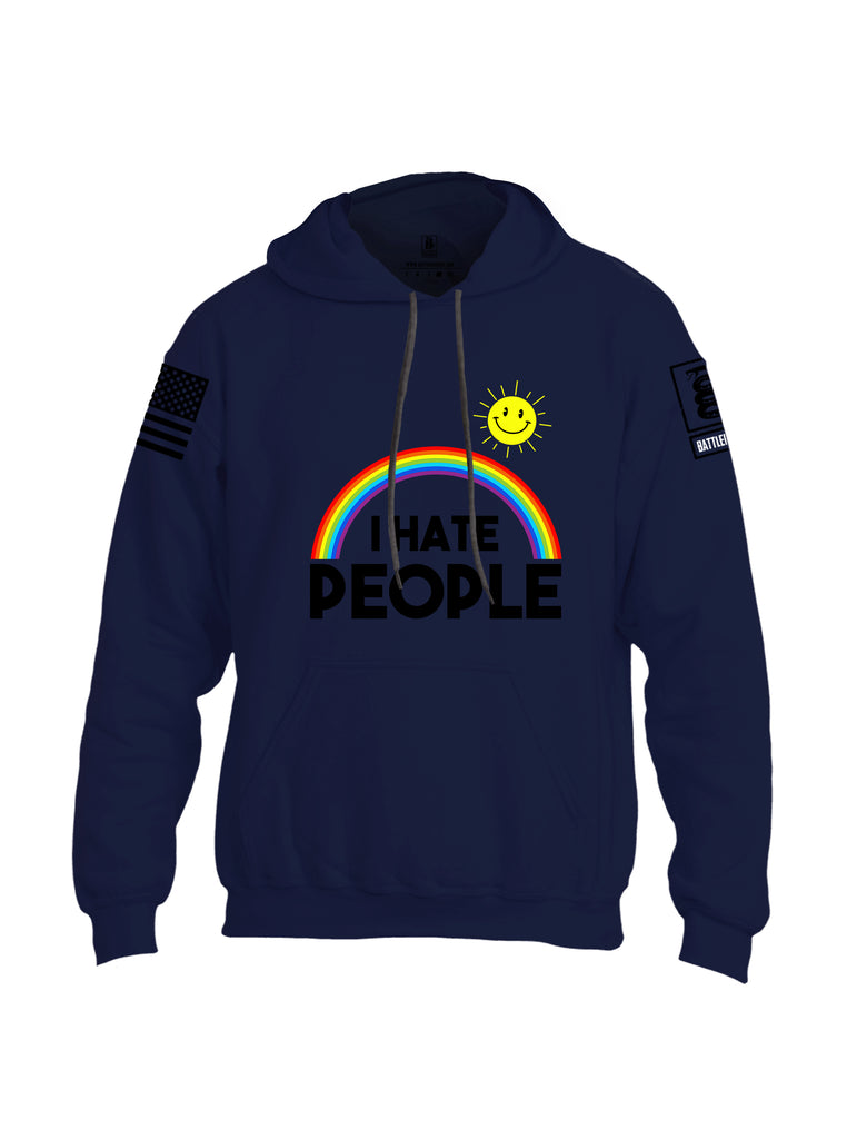 Battleraddle I Hate People {sleeve_color} Sleeves Uni Cotton Blended Hoodie With Pockets