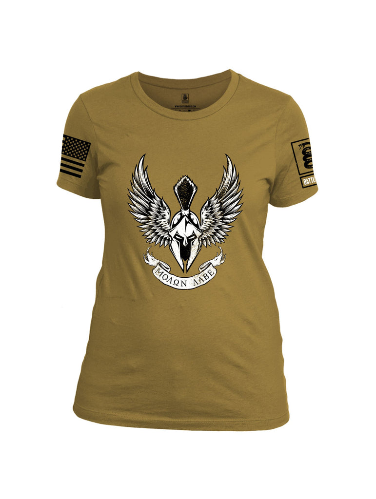 Battleraddle Molon Labe Spartan Black Sleeves Women Cotton Crew Neck T-Shirt