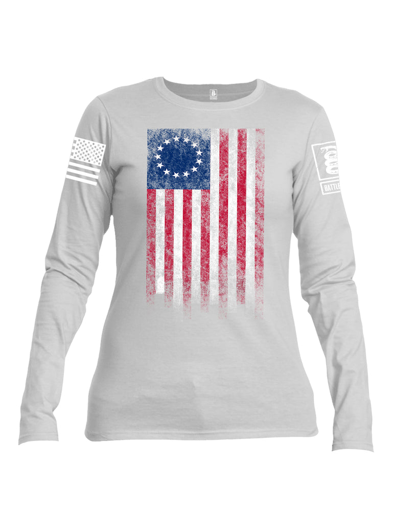 Battleraddle Thirteen Colonies Flag Women Cotton Crew Neck Long Sleeve T Shirt