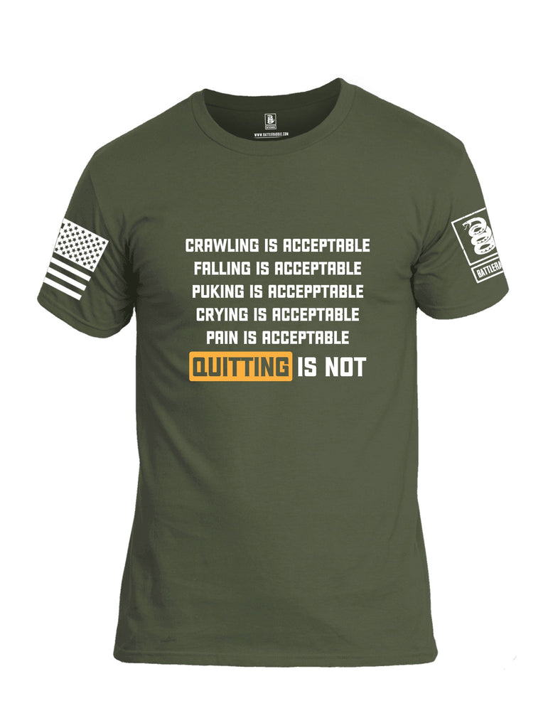 Battleraddle Quitting Is Not Acceptable White Sleeves Men Cotton Crew Neck T-Shirt