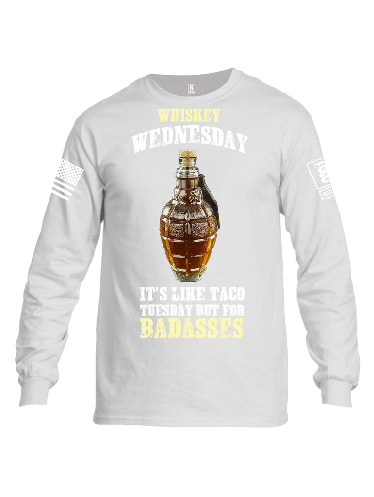Battleraddle Whiskey Wednesday Is Like Taco Tuesday But For Badasses {sleeve_color} Sleeves Men Cotton Crew Neck Long Sleeve T Shirt