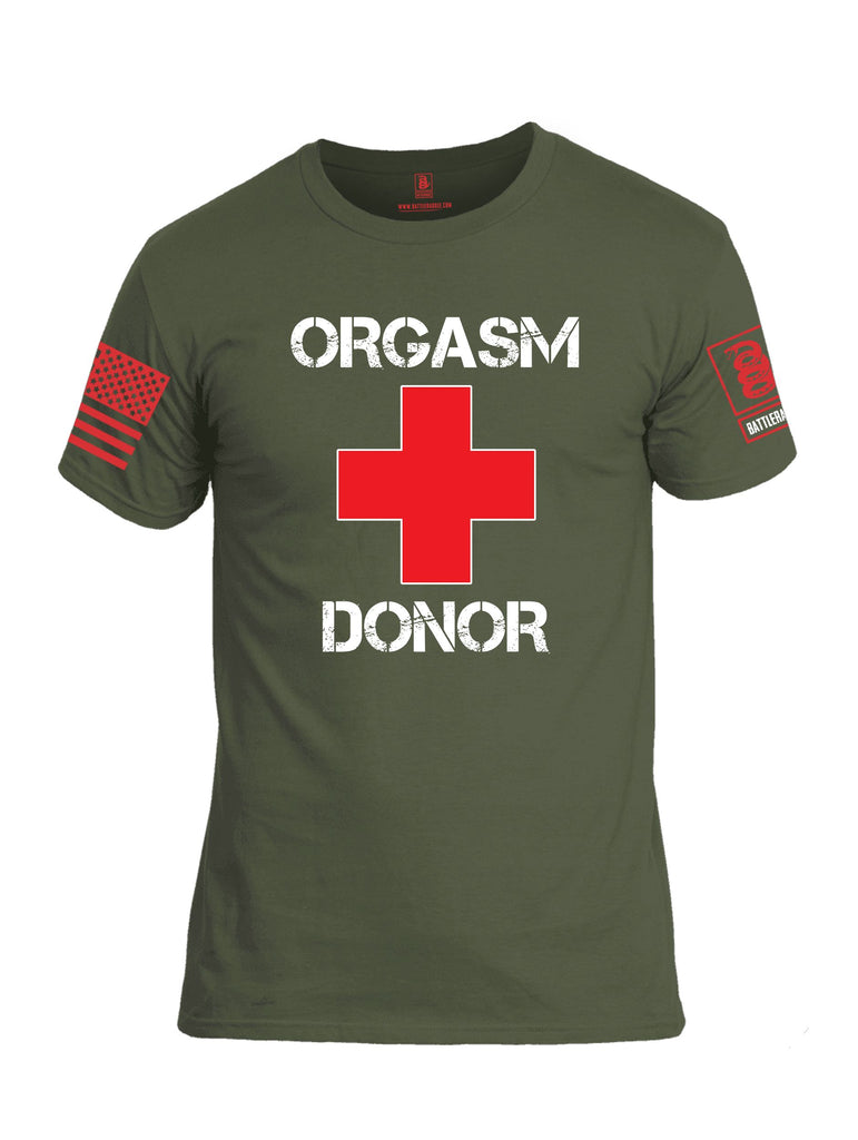 Battleraddle Orgasm Donor Red Sleeves Men Cotton Crew Neck T-Shirt