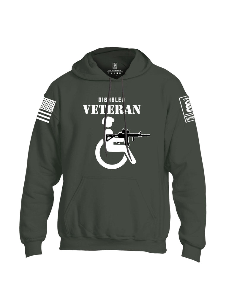 Battleraddle Disabled Veteran White Sleeves Uni Cotton Blended Hoodie With Pockets